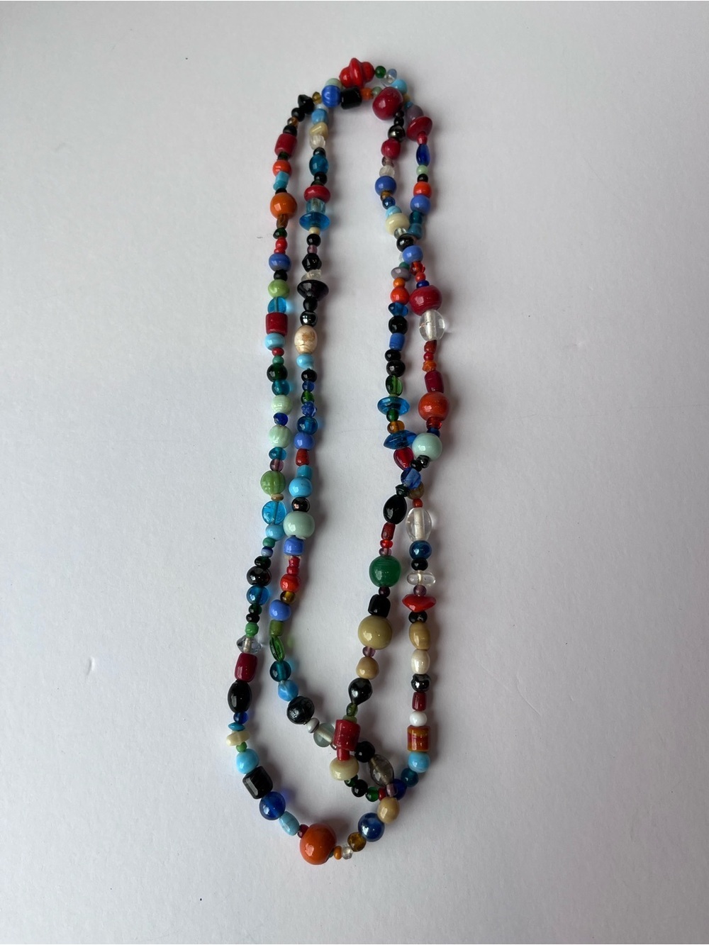 Colorful Beaded Stone Long Strand Necklace